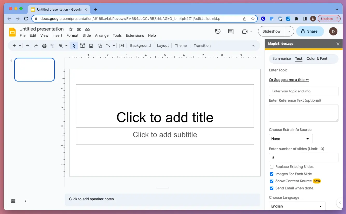 an example of presentation on powerpoint Magic Slides UI