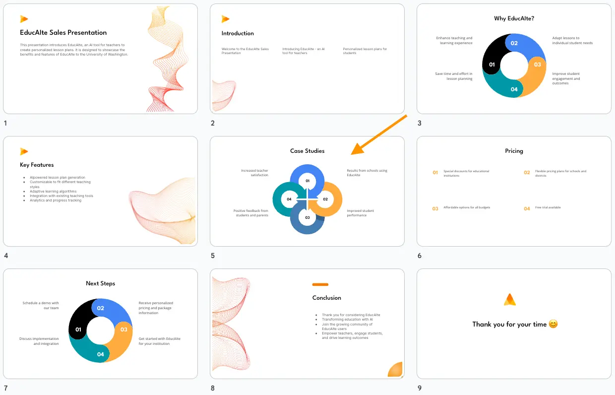 an example of presentation on powerpoint Example Slides AI output deck