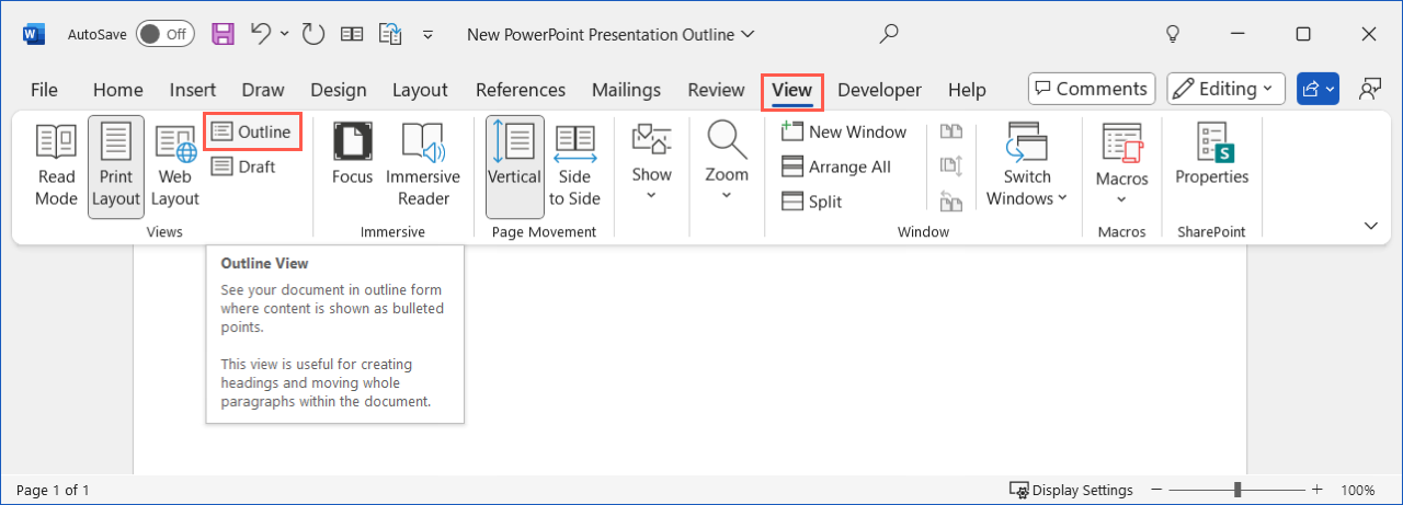 powerpoint presentation saving format