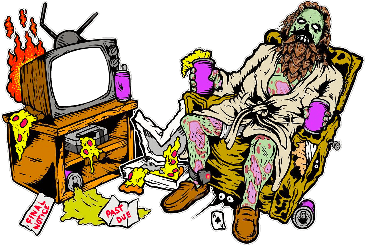 Beer Zombies Dude watching TV