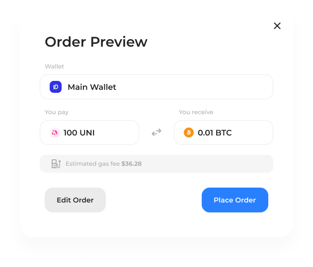 cross chain swaps modal for Krayon platform