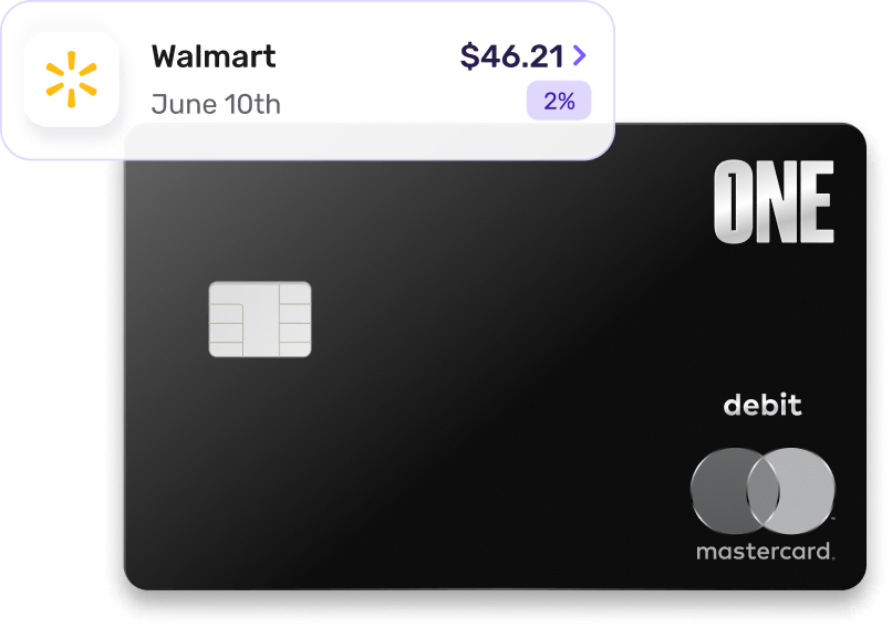 ONE card showing notification of Walmart purchase