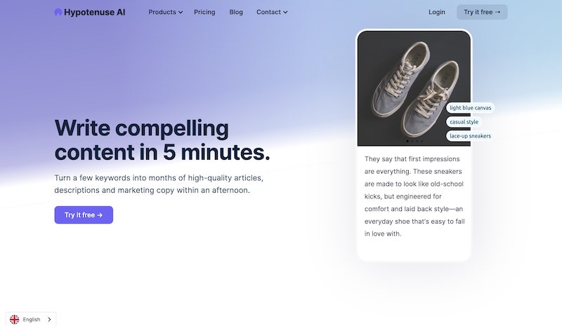 Hypotenuse AI writing tool