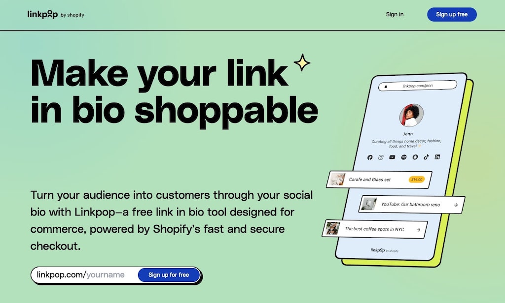 Linkpop's website
