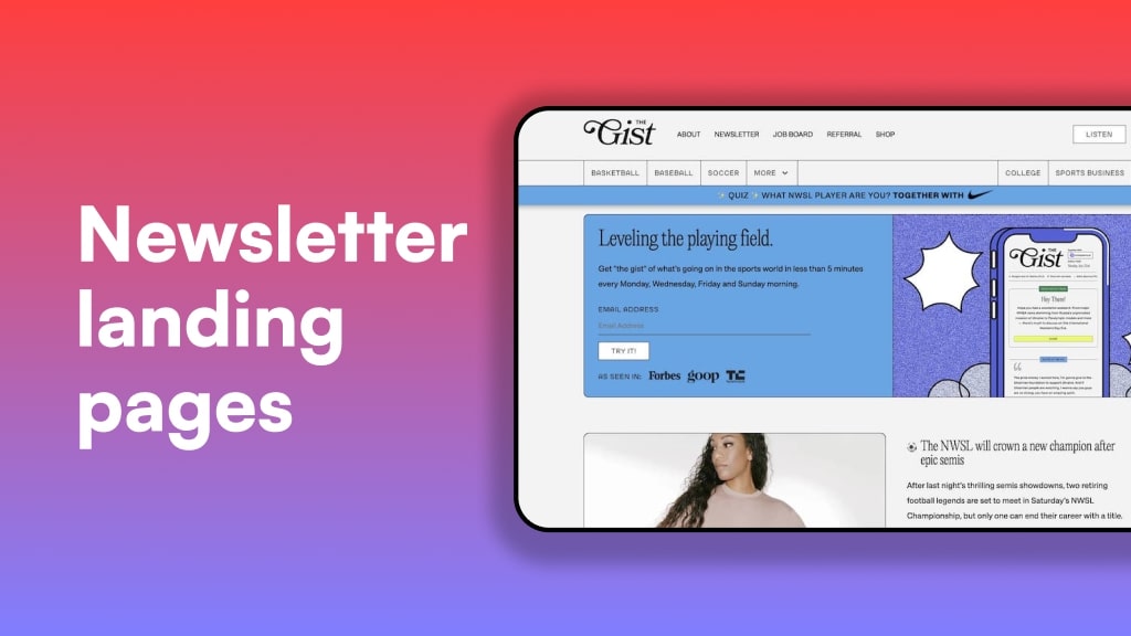 10 jaw-dropping newsletter landing page examples in 2024