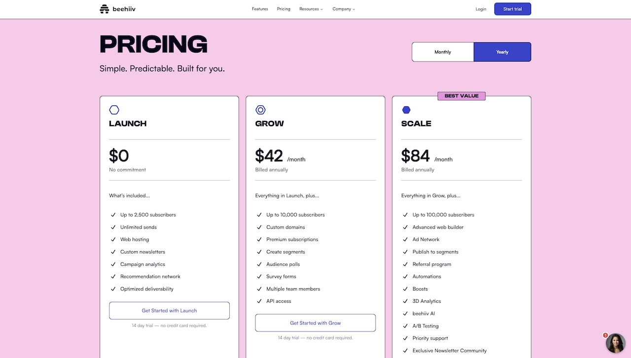 beehiiv pricing plans