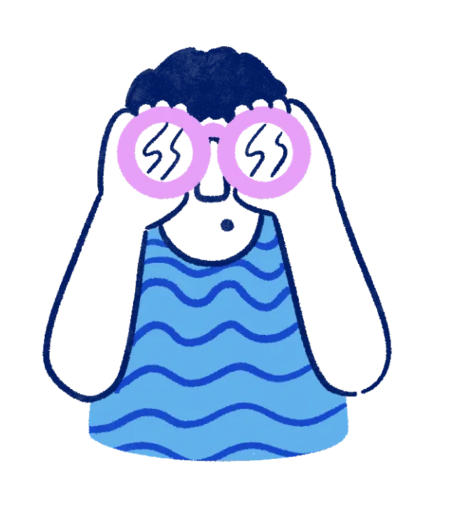 Man looking through binoculars at Wave Zoho features
