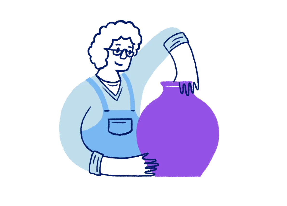 Woman making pottery