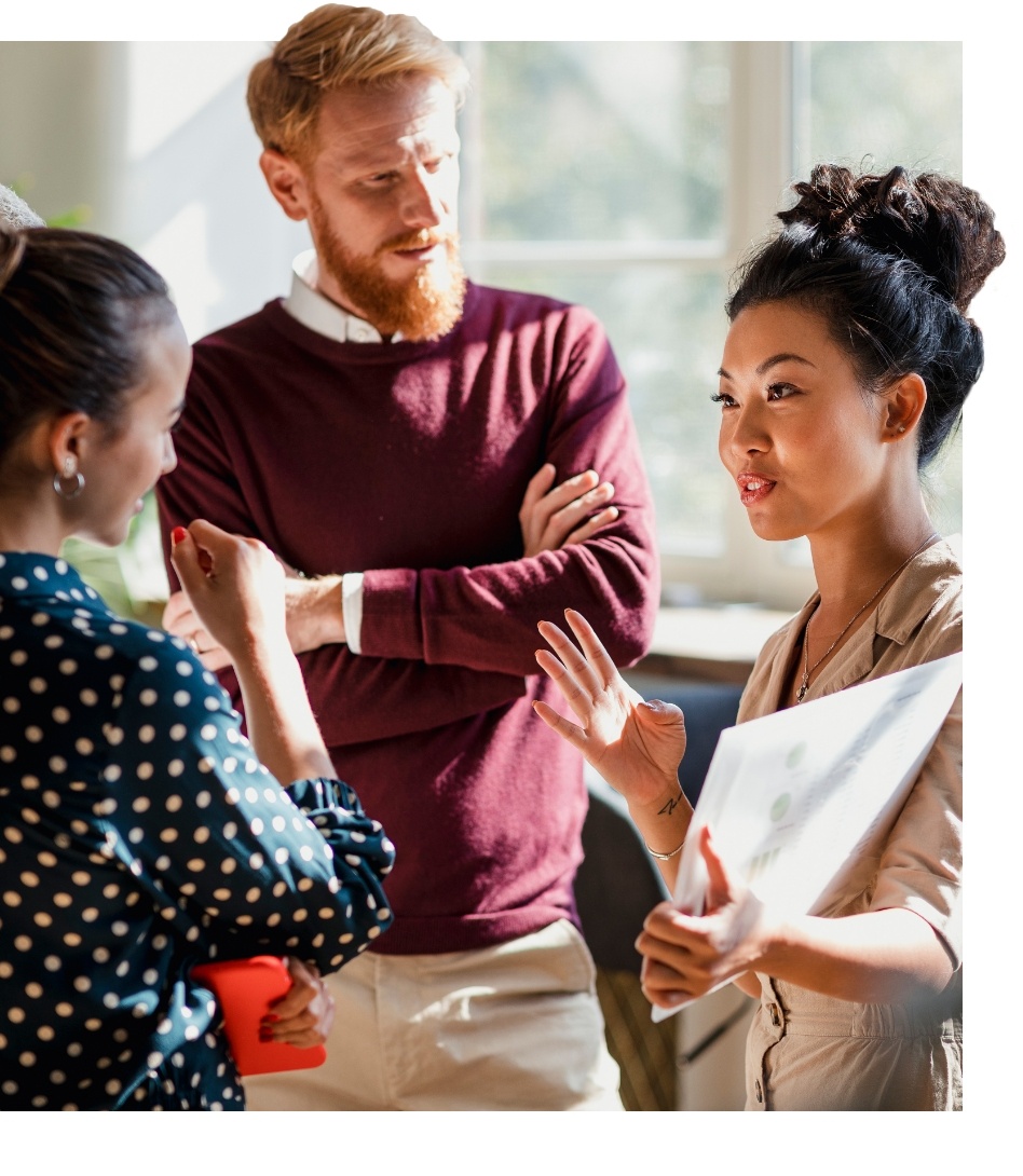 Team members discussing valuable insights before defining a solution.