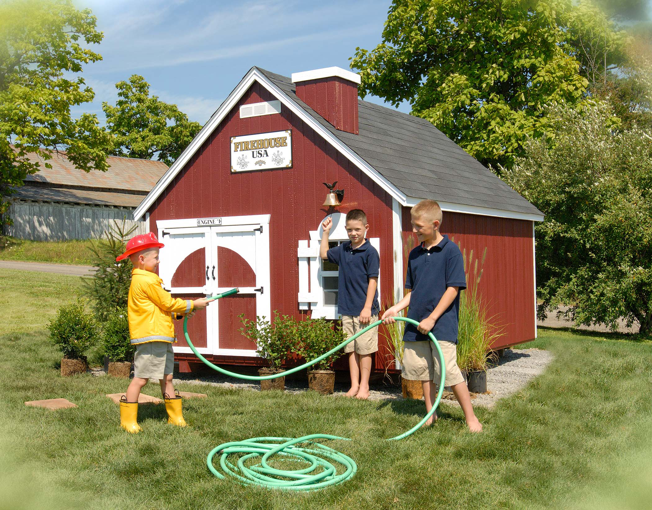 Our firehouse-style playhouse.