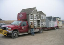 Delivering a pre-built playhouse.