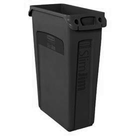 Slim Jim® Black With Venting Channels Container  - 23 Gallon