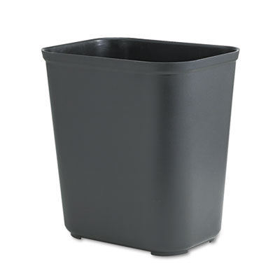 Black Fiberglass Rectangular Fire-Resistant Wastebasket - 7gal