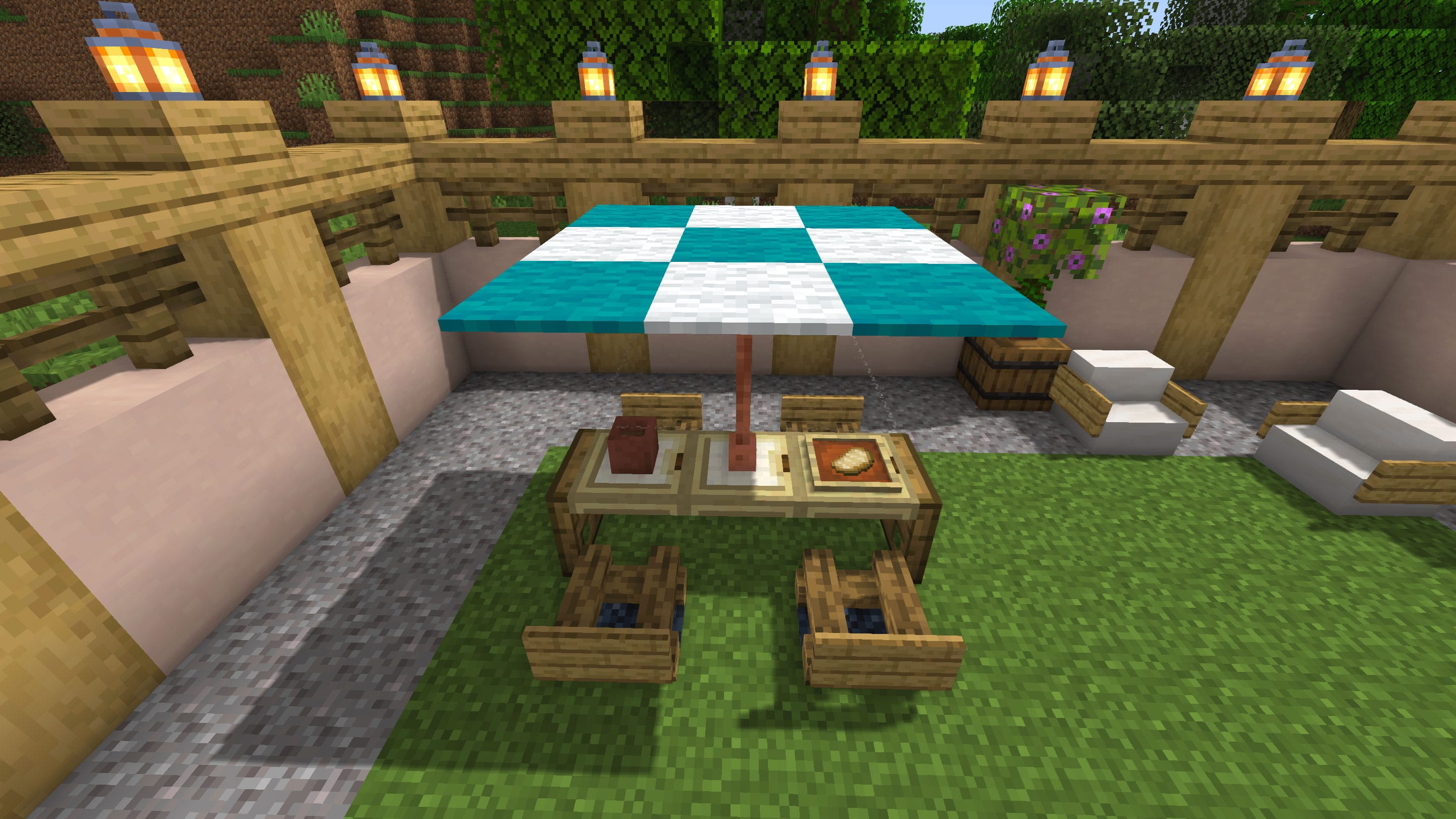 Patio Table + Umbrella by JotBot Minecraft Build Tutorial