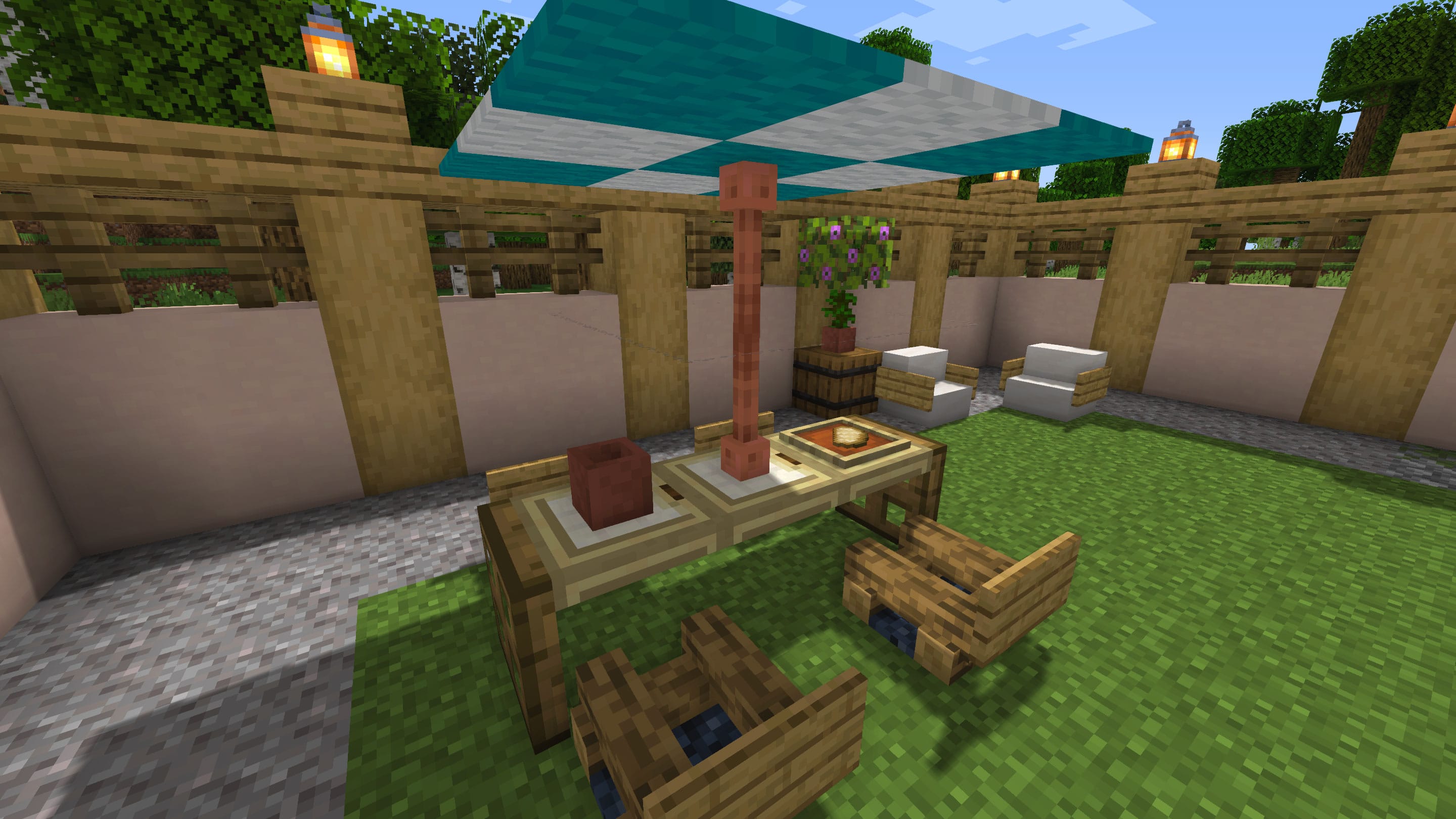 Patio Table + Umbrella by JotBot Minecraft Build Tutorial