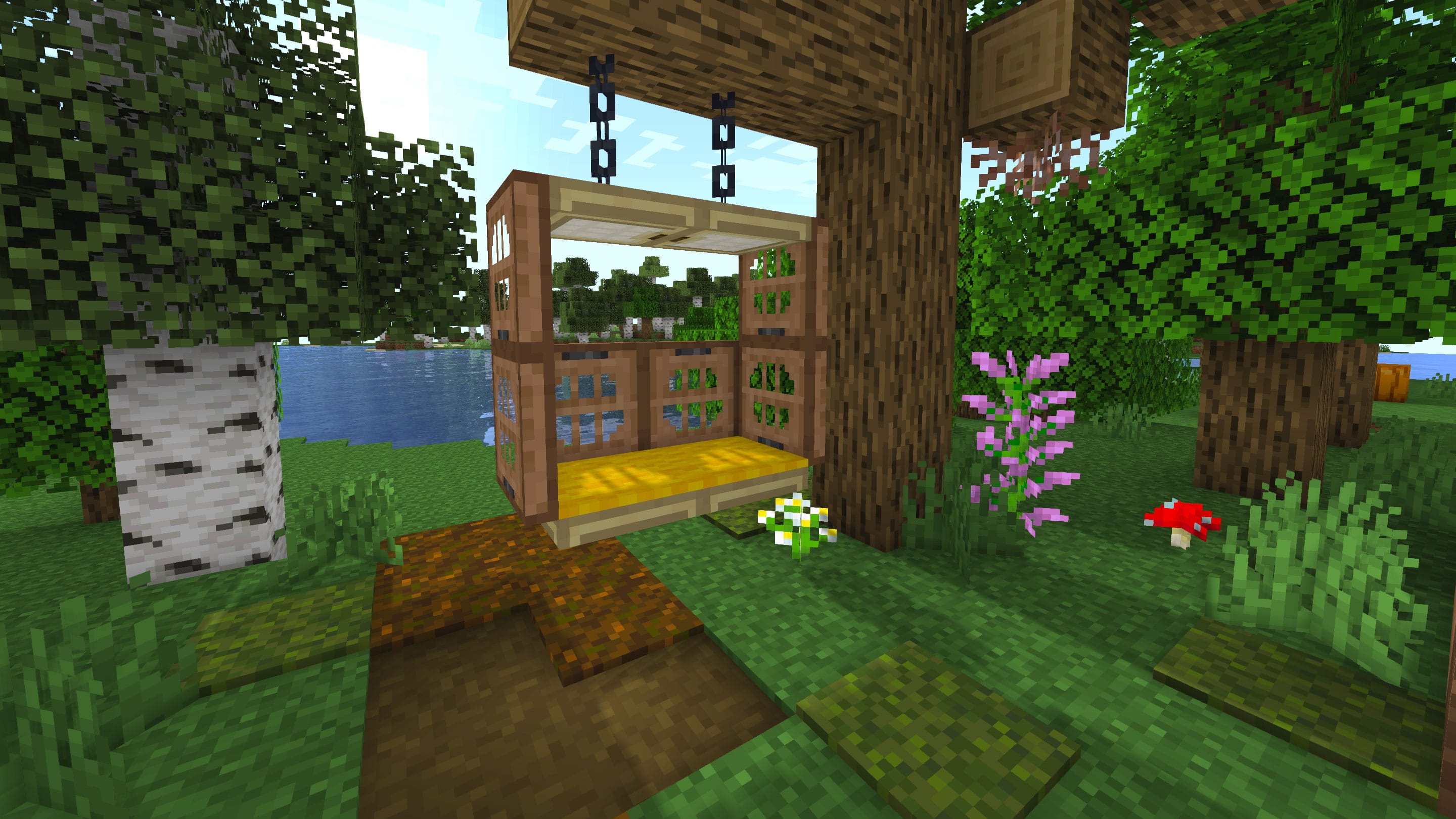 Wicker Bench Swing by cathialoria Minecraft Build Tutorial