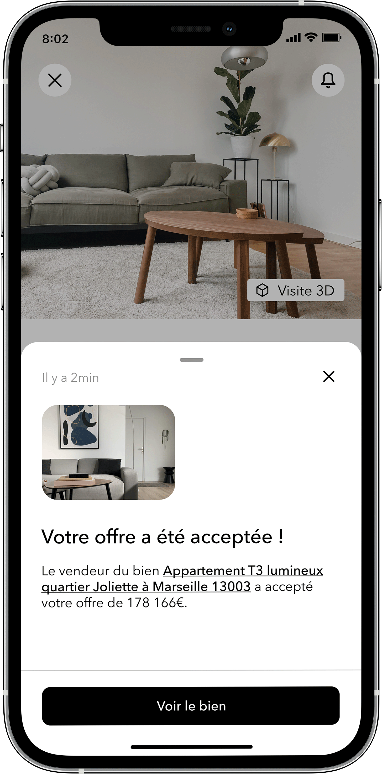 offre d'achat accepté sur l'app masteos