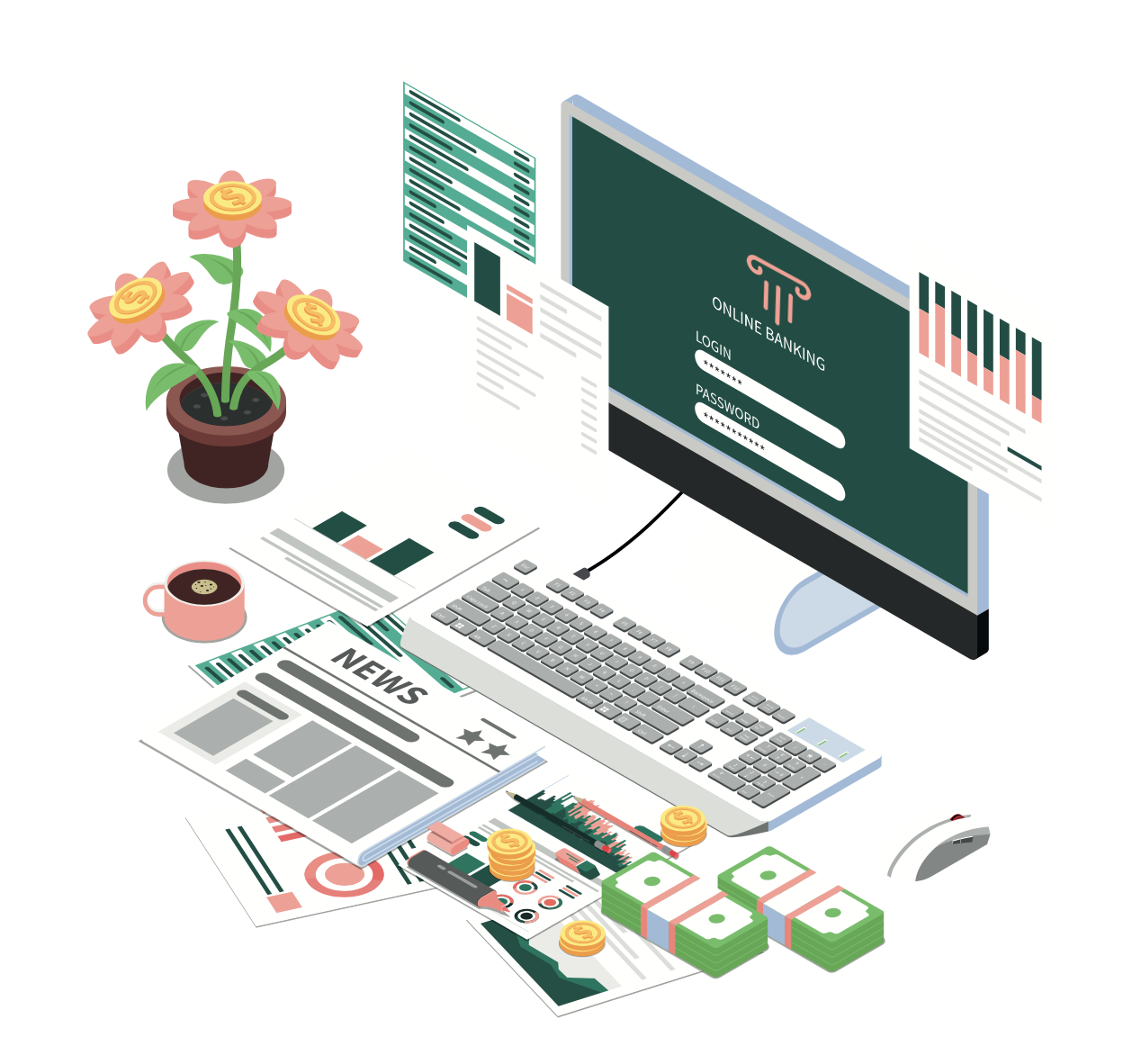 Illustration de l'online banking avec une interface Masteos