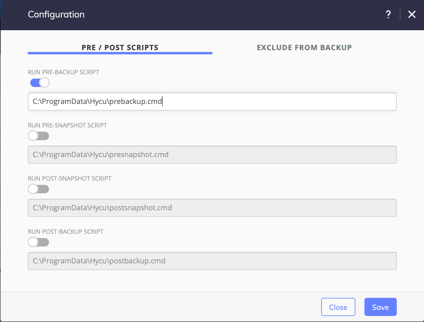 HYCU 4.1 Custom App Consistent Backups