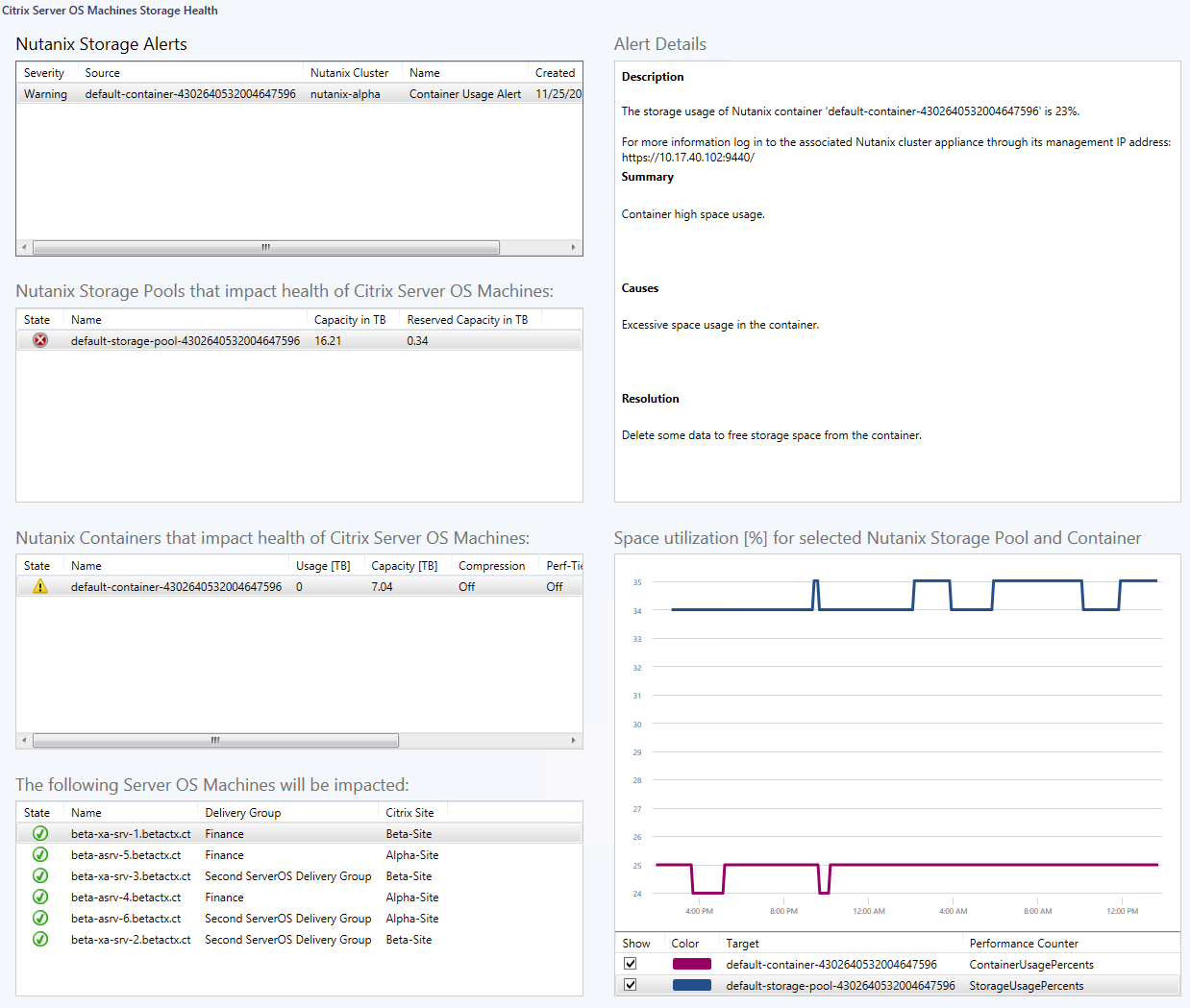 Citrix Server OS Machines Storage Health