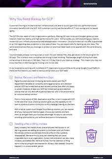 Whitepaper on GCP backup