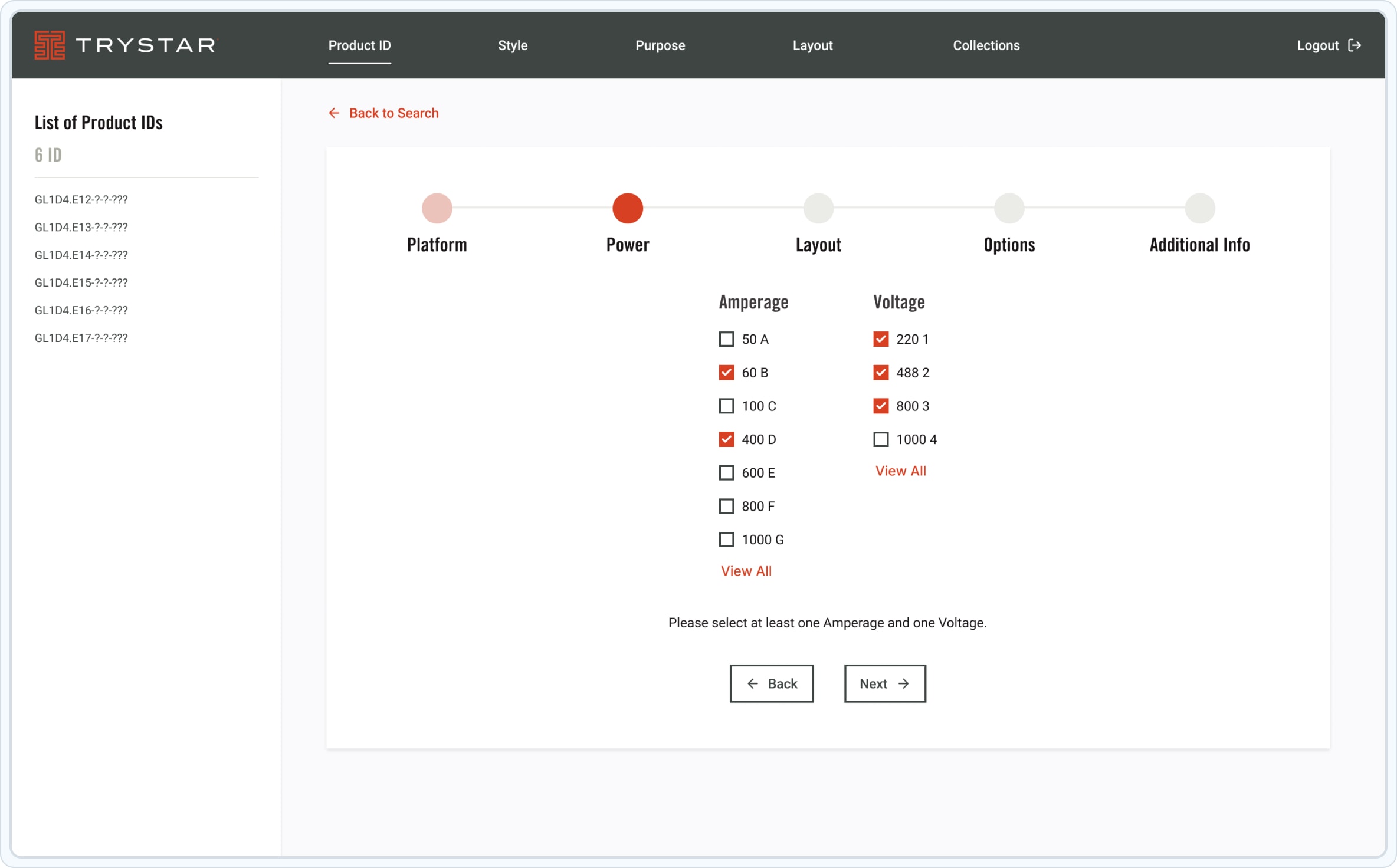 Trystar prototype screen