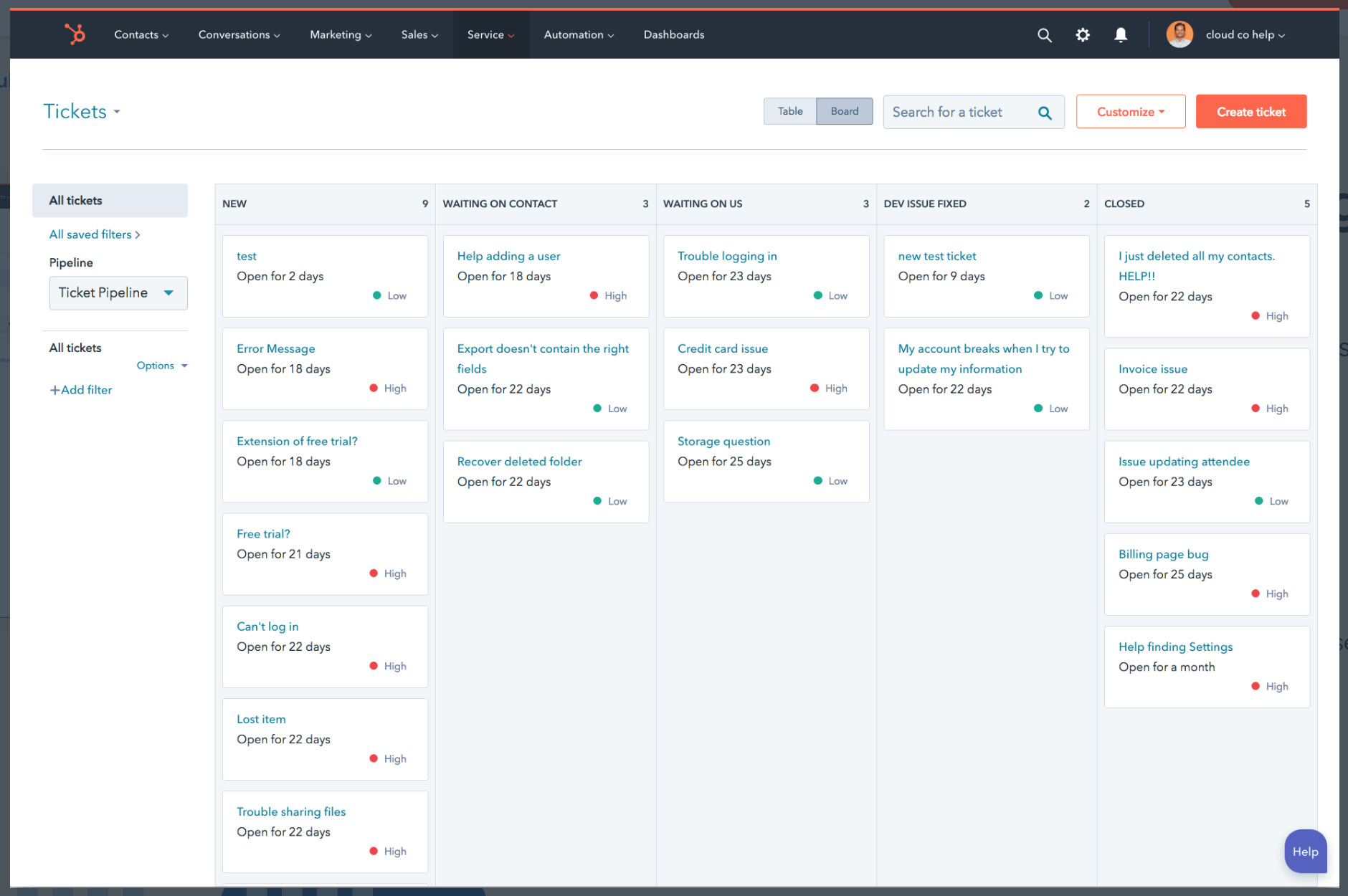 Image of HubSpot tickets