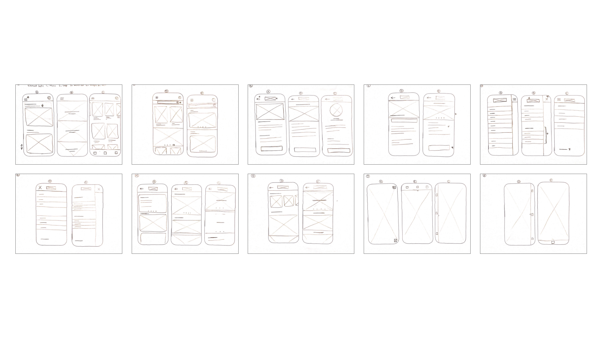Virtual Tour App | Paper Wireframe Sketches