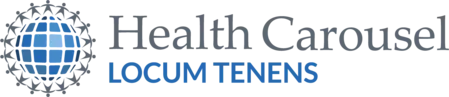 Health Carousel Locum Tenens logo in gray and blue