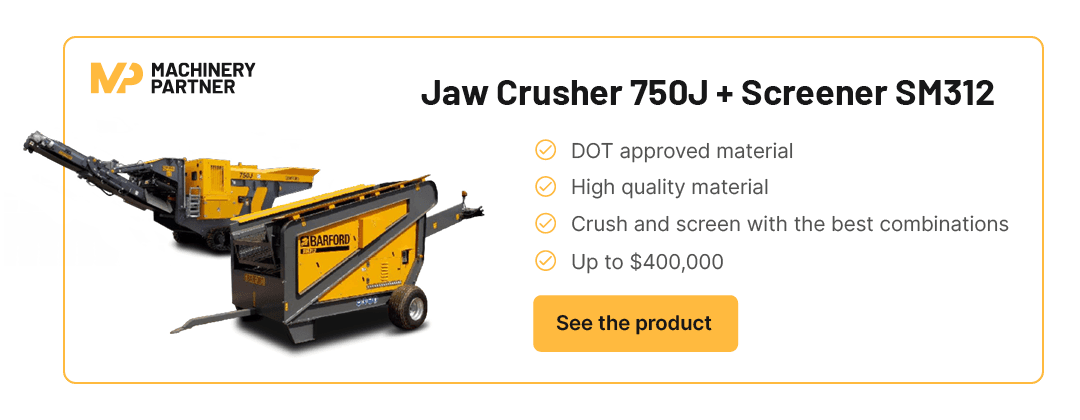product overview for Barford 750J jaw crusher and Barford SM312 screener and link to access product