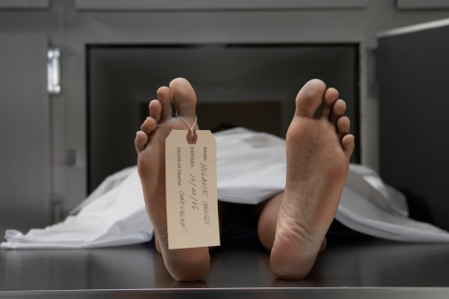 End of life body in morgue