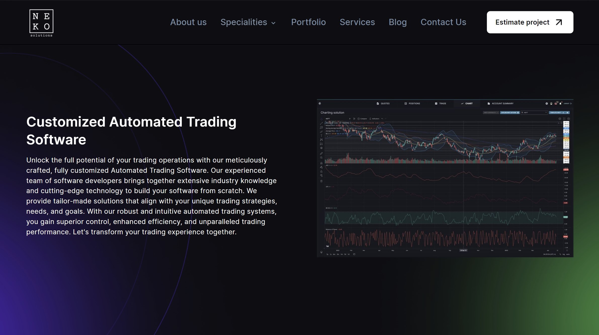 Automated Trading Software Fintech Software specialties