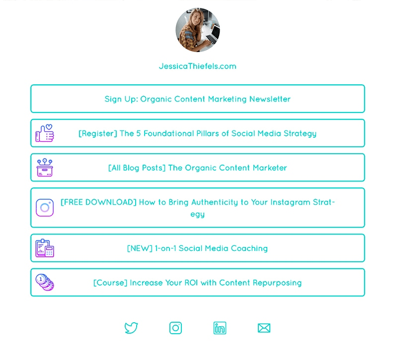 Linktree interface