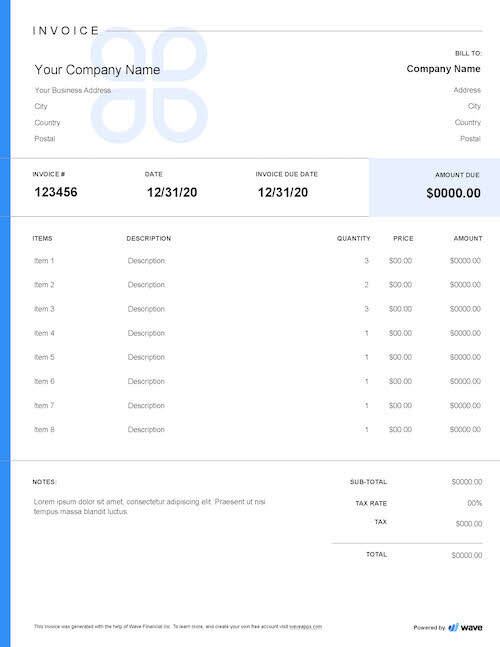 Itemized Invoice Template Wave Financial Itemized Invoice Template Wave Financial
