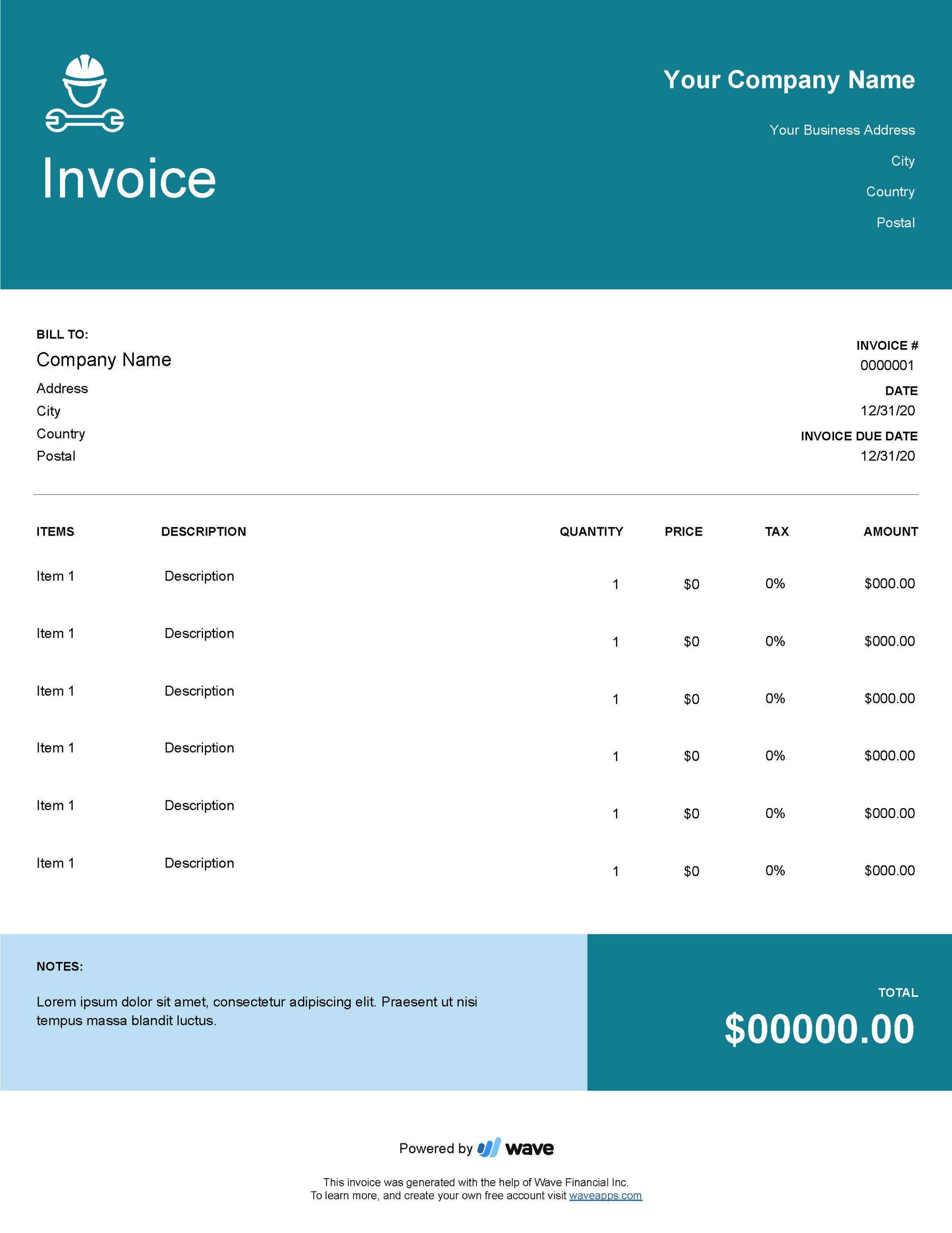 Best Google Sheets Invoice Template Wave Best Google Sheets Invoice Template Wave