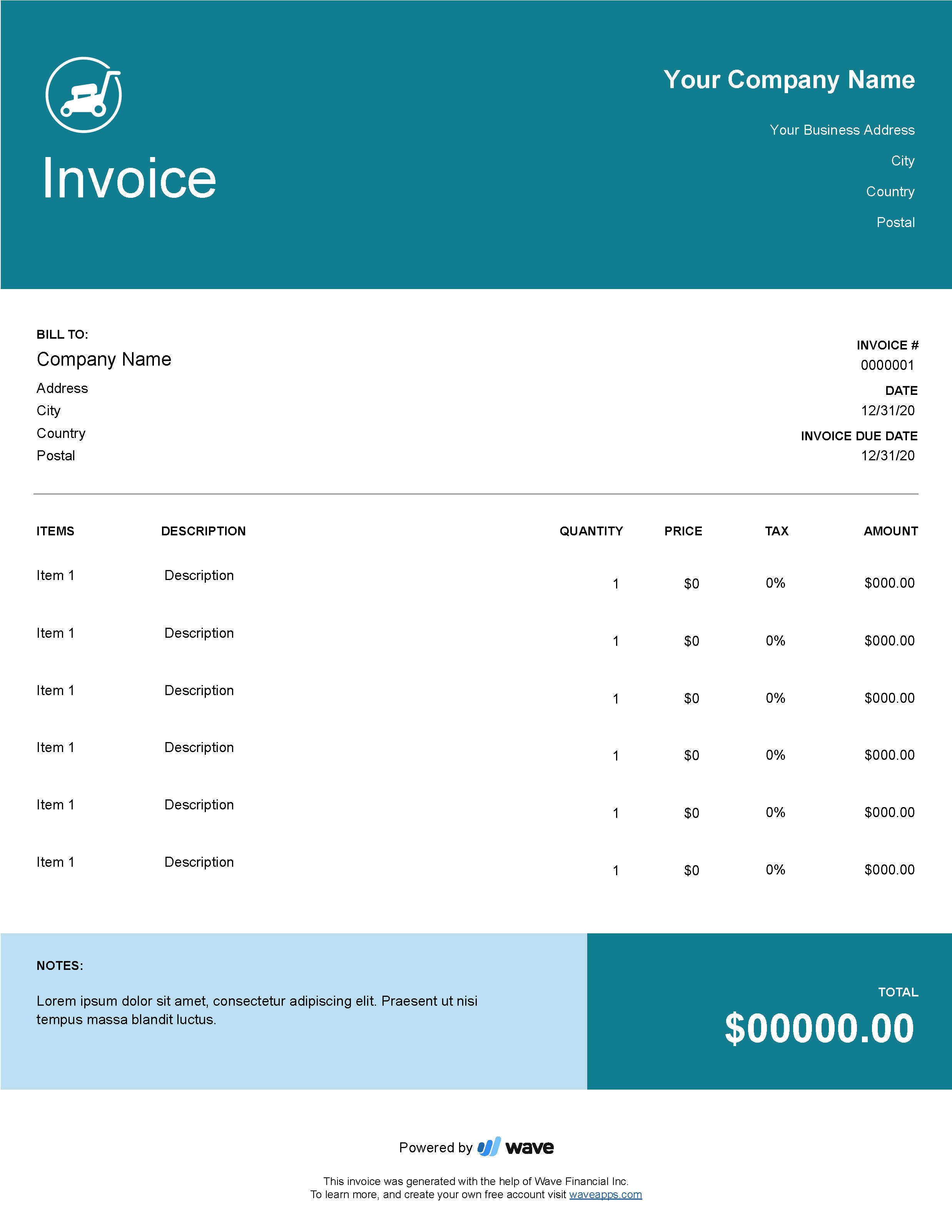 Invoice template preview