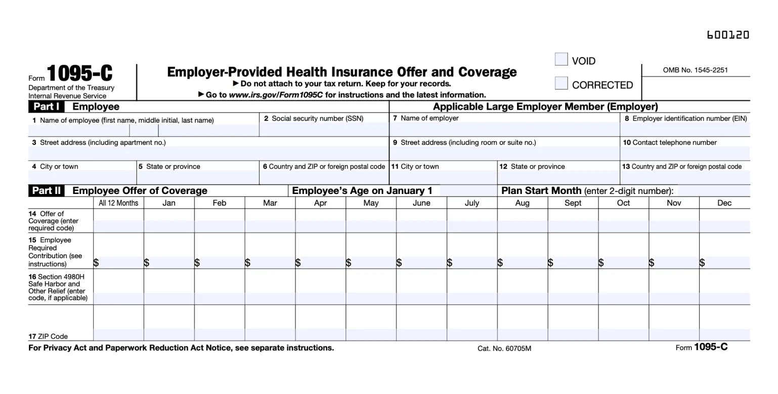 Form 1095-C example.