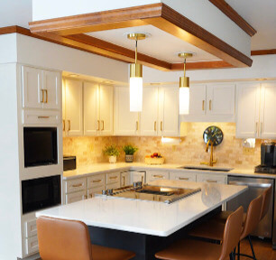 Kitchen space with custom cabinet restyling