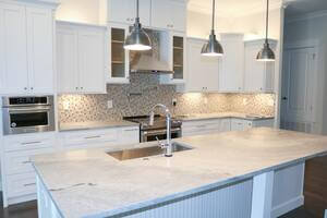 Kitchen space with a big countertop