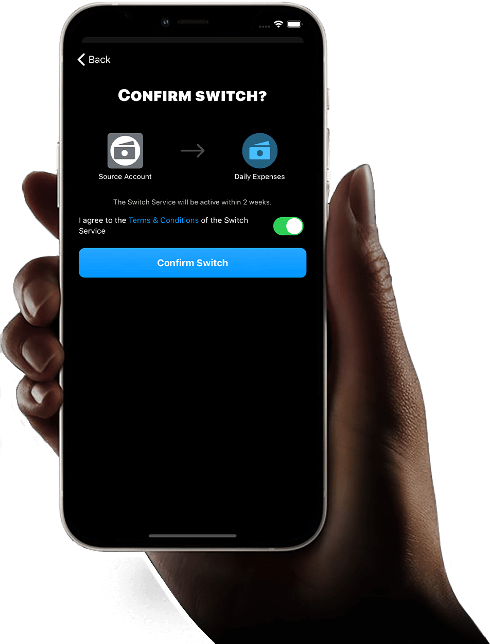Switch Service screen