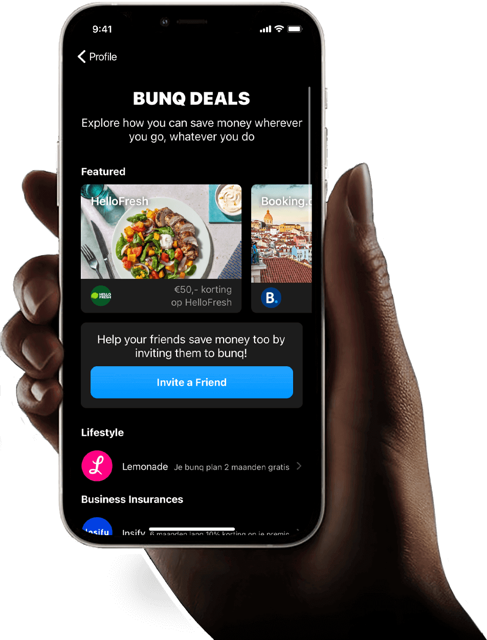 bunq Deals screen
