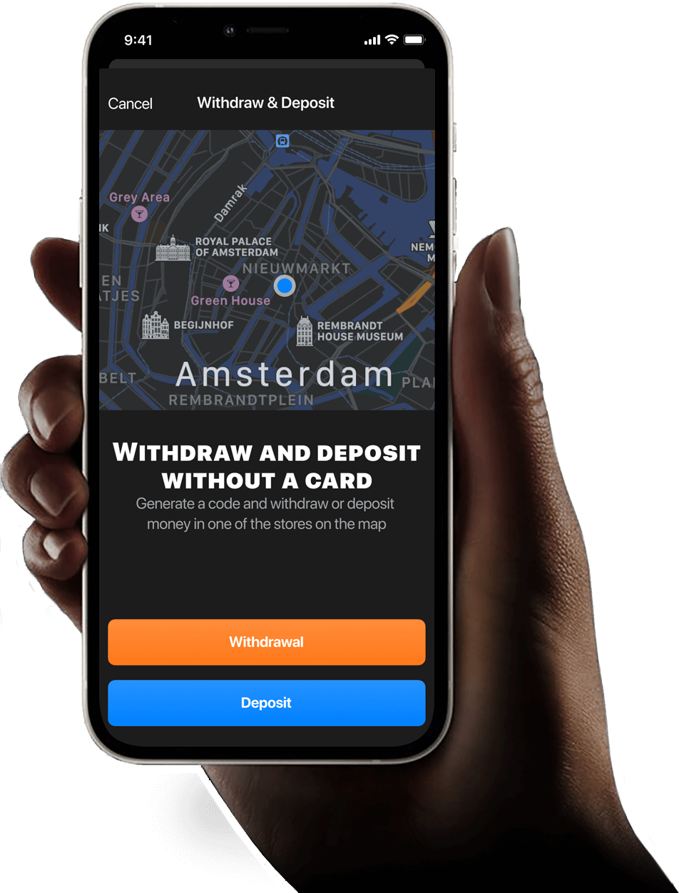 Withdraw and Deposit at a store screen