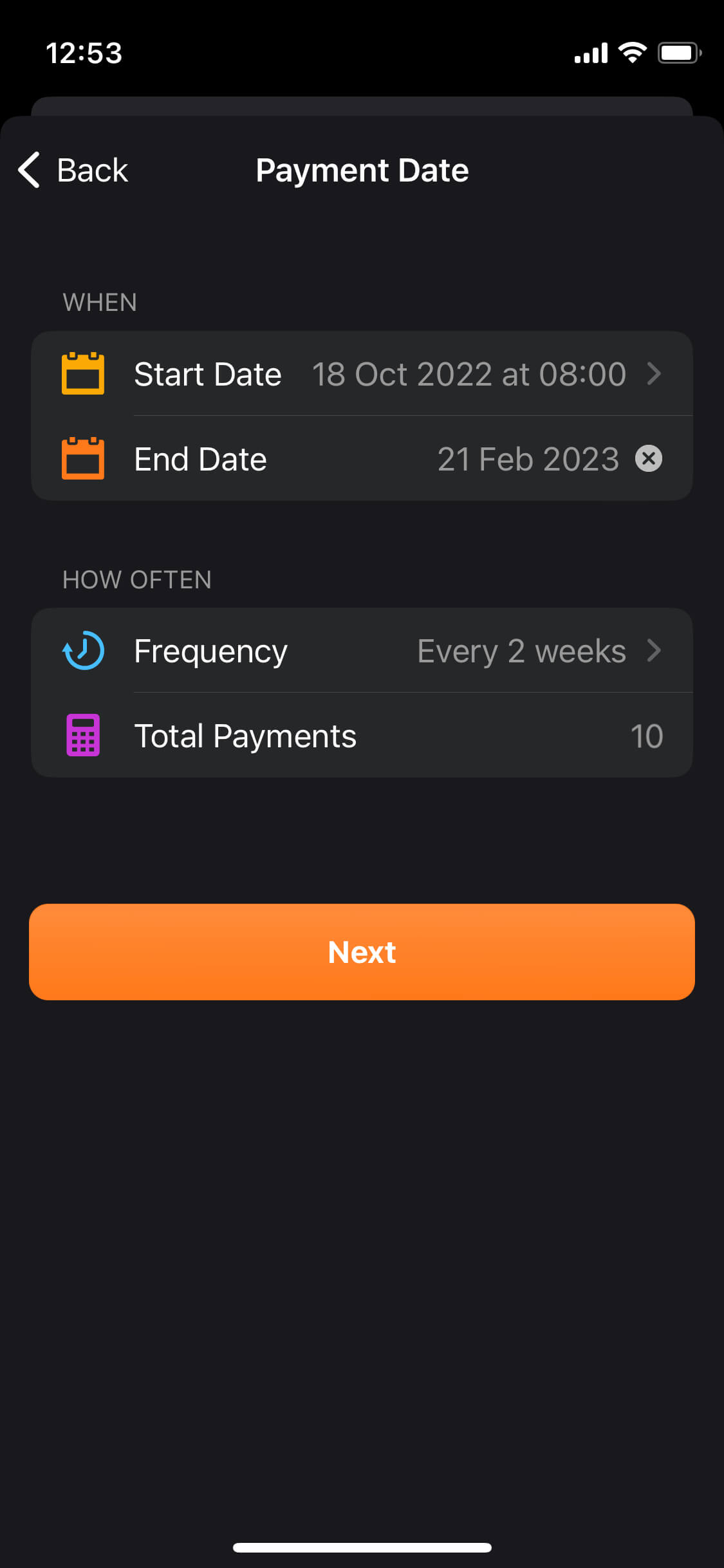 Screenshot of app screen