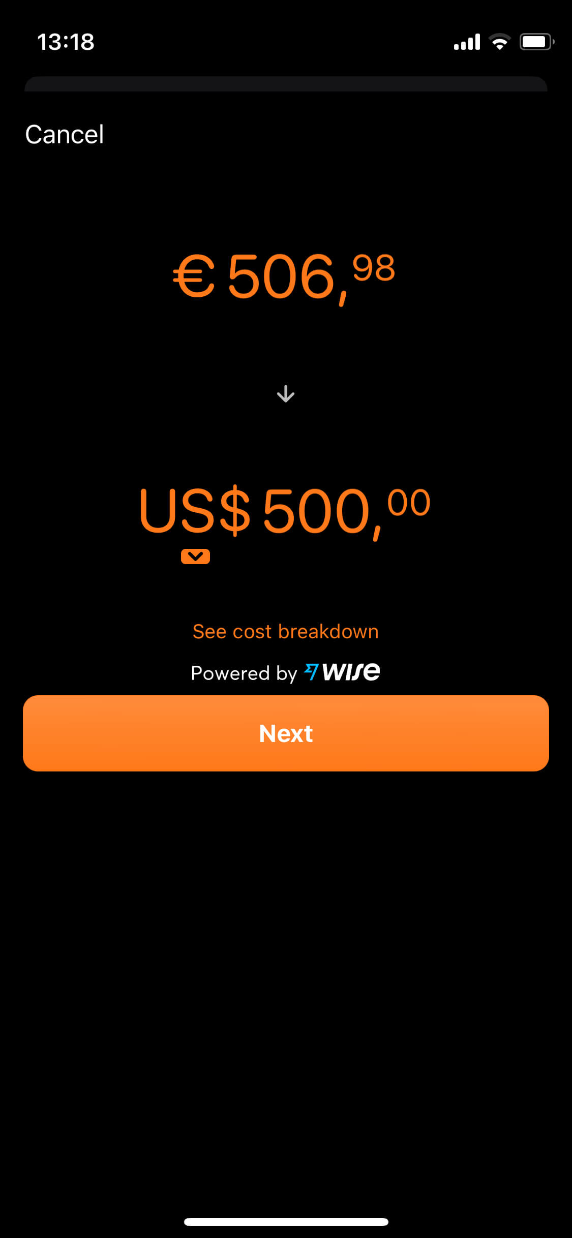 Screenshot of app screen