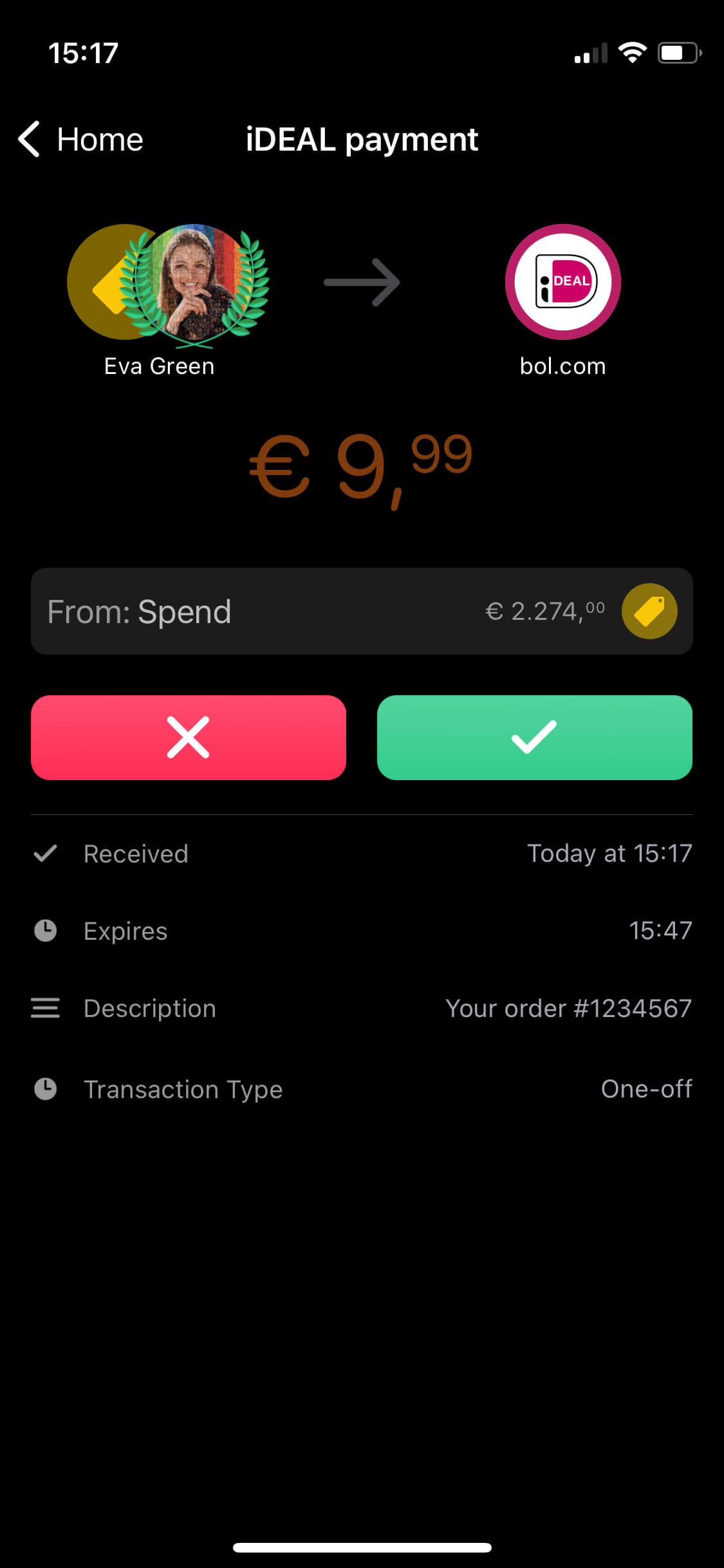 Screenshot of app screen