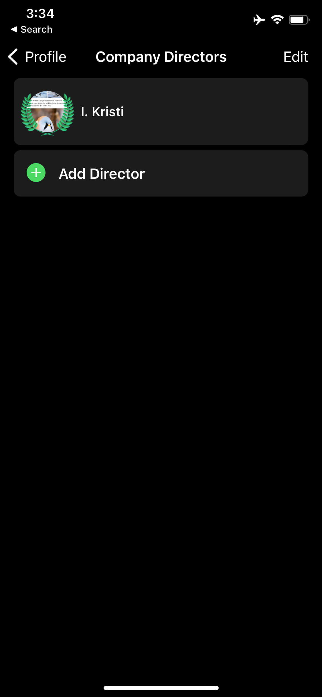 Screenshot of app screen