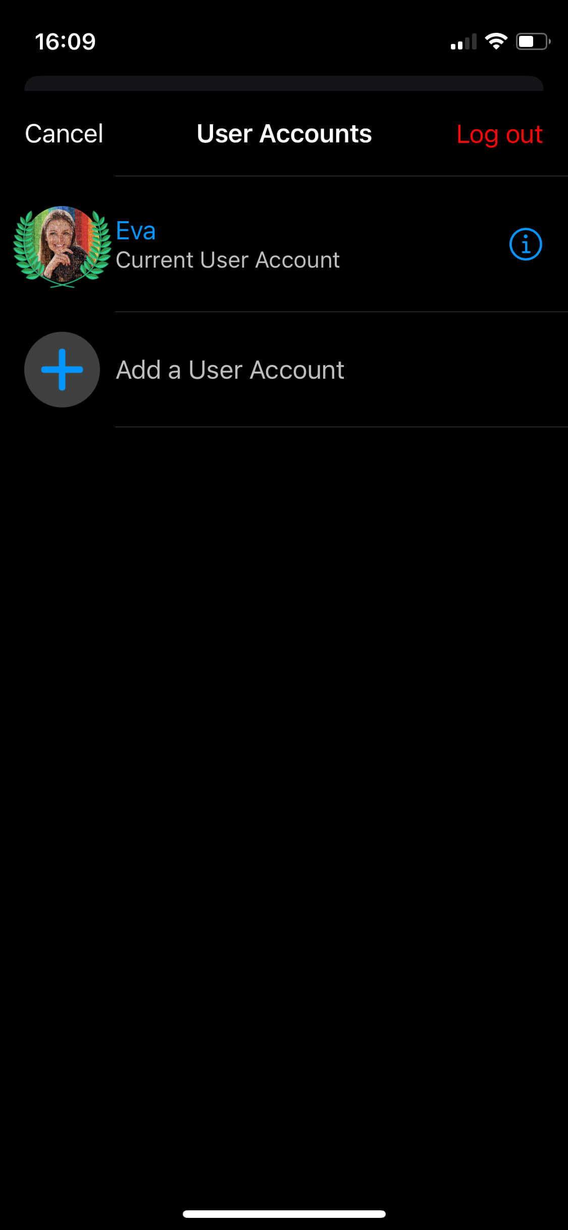 Screenshot of app screen