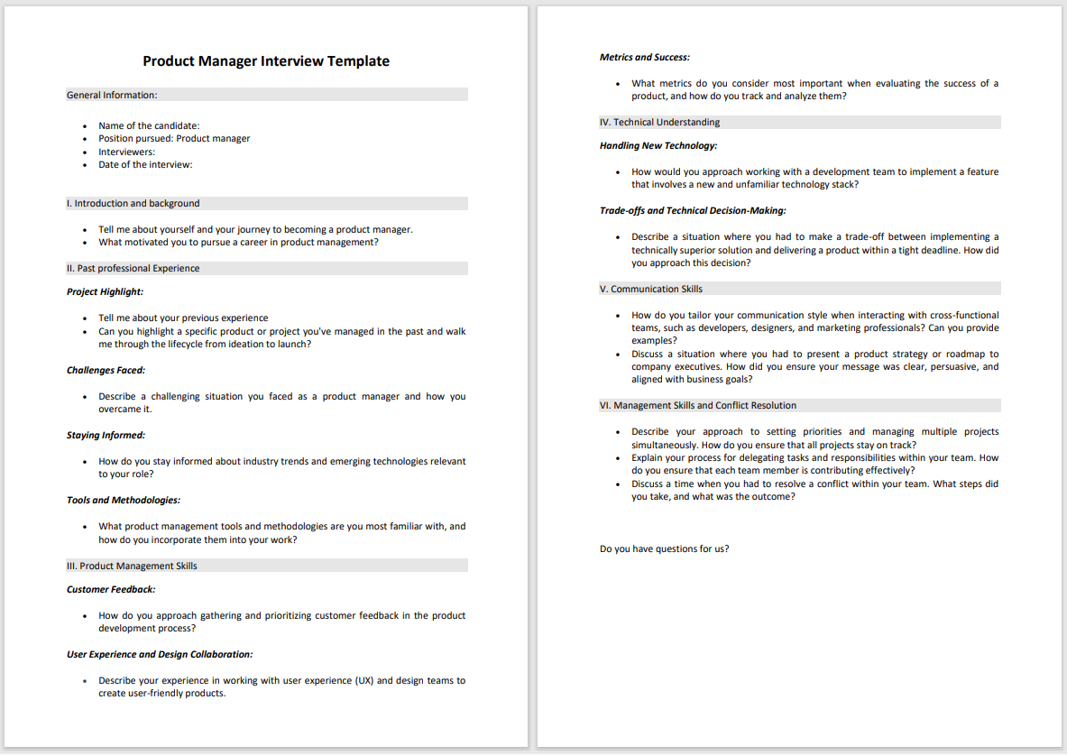 Spot the Best Product Manager for Your Team with our Interview Template ...