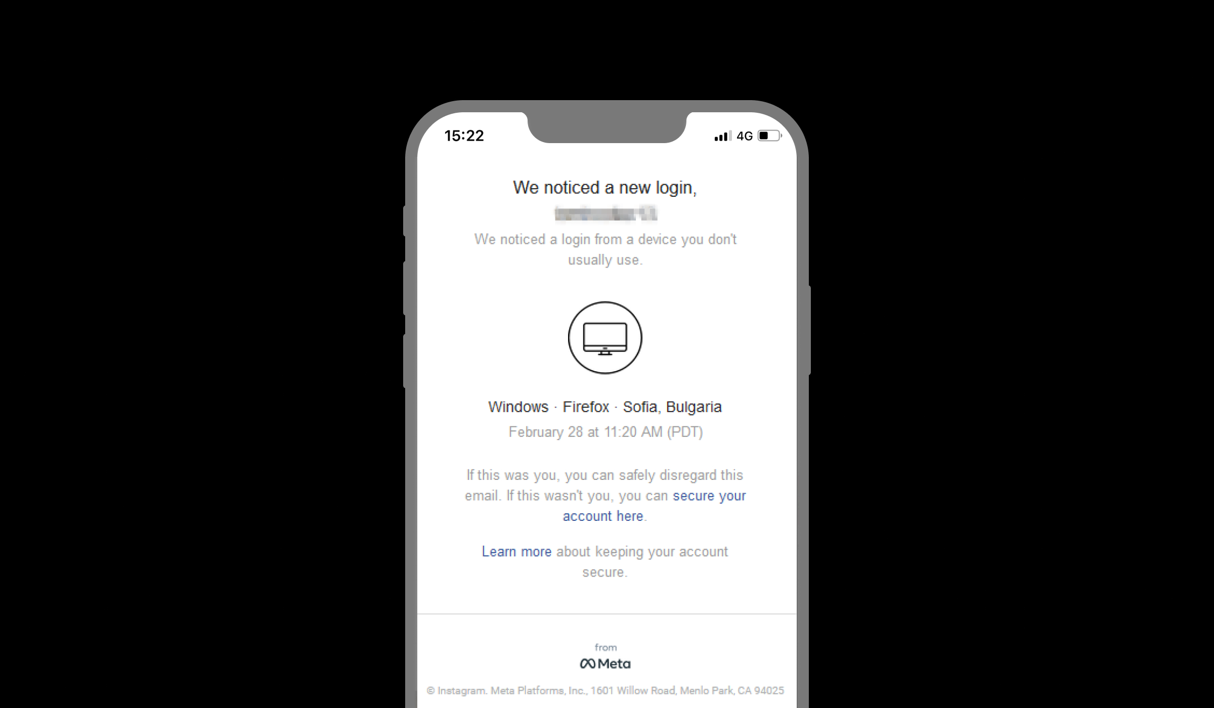 security email from Instagram
