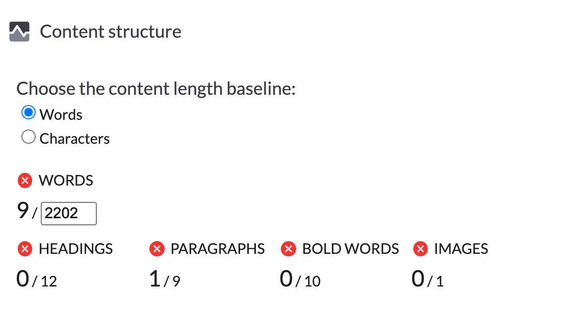 content structure suggestions in surfer content editor